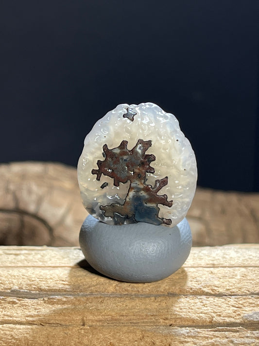 (1108)Natural Alxa Gobi Sugar Heart Agate - Dendritic Moss Pattern