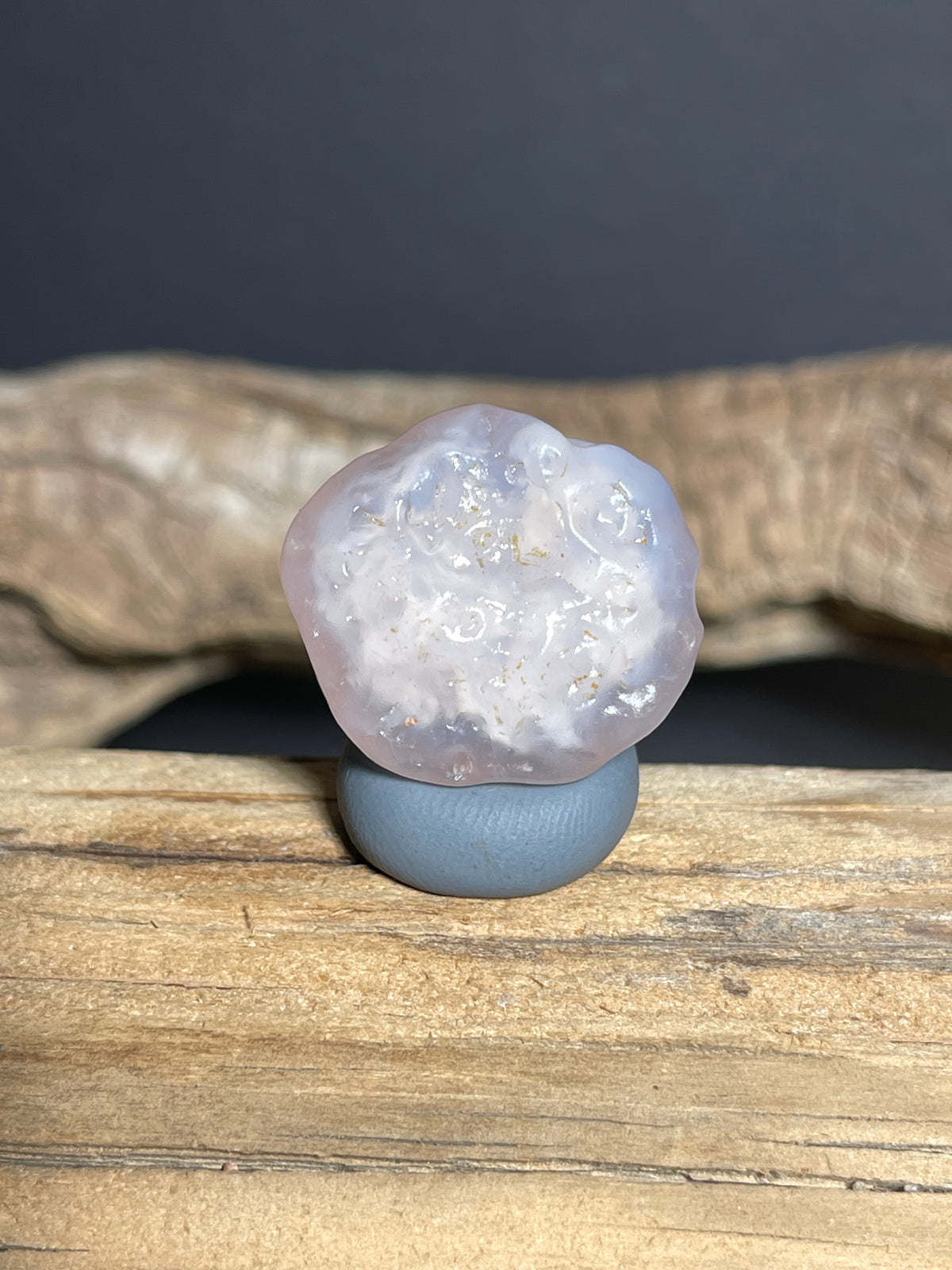 (1067)Natural Alxa Gobi Sugar Heart Agate - Translucent Milky Lavender Stone