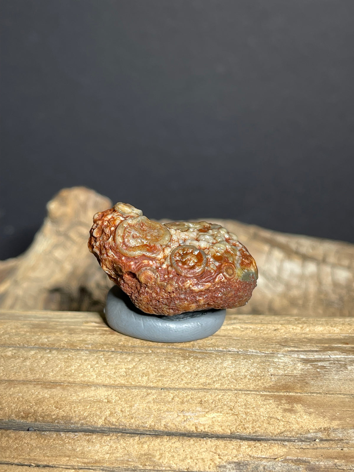 (1128) Natural Alxa Gobi Red Eye Agate- Botryoidal Texture& Multiple Orbicular Eyes