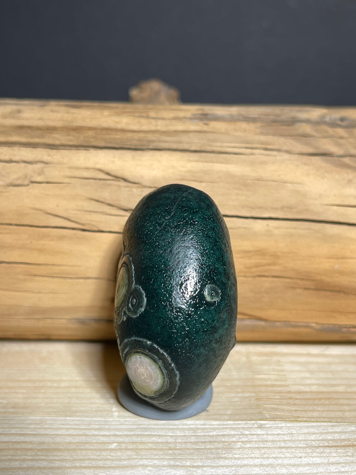 (1051)Natural Alxa Gobi Eye Agate - Dark Green Multi-Eye Collector Stone