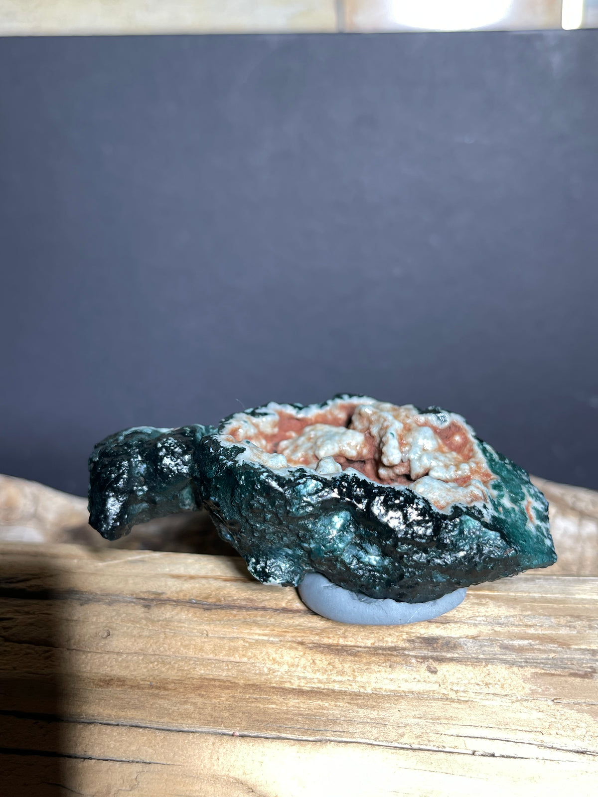 (1010)Natural Alxa Gobi Moss Agate with Open Cavity - Desert Stone