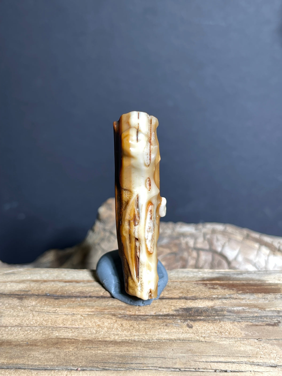 (1003)Natural Alxa Gobi Agate with Contrasting Two-Sided Surface - Desert Varnish Stone