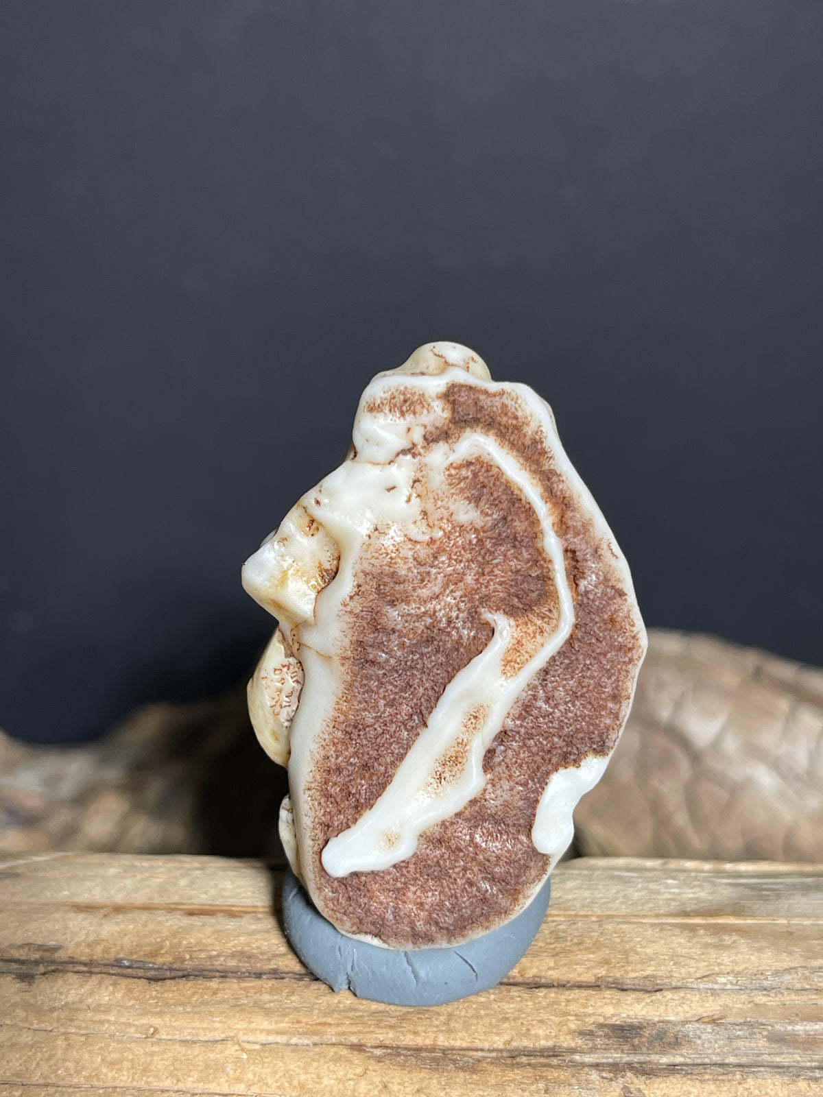 (1012)Natural Alxa Gobi Agate - Brown & Cream Two-sided Desert Varnished Stone