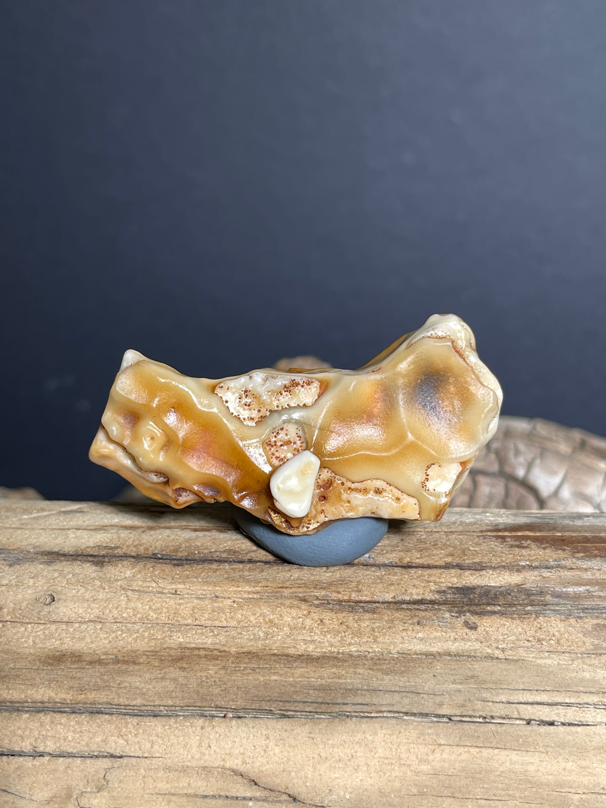 (1003)Natural Alxa Gobi Agate with Contrasting Two-Sided Surface - Desert Varnish Stone