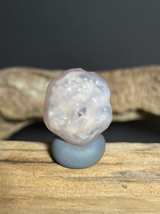 (1067)Natural Alxa Gobi Sugar Heart Agate - Translucent Milky Lavender Stone