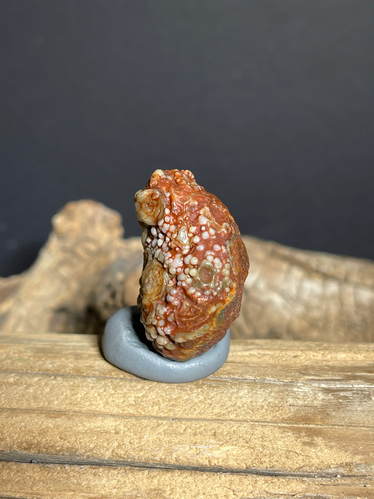 (1128) Natural Alxa Gobi Red Eye Agate- Botryoidal Texture& Multiple Orbicular Eyes