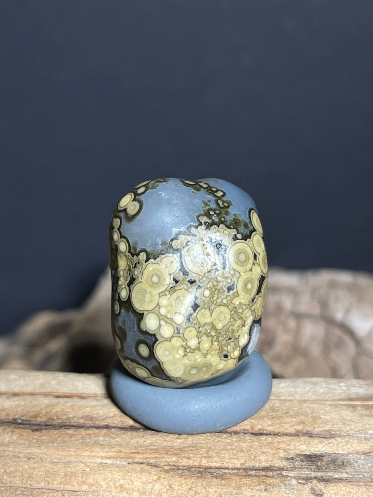 (1019)Natural Alxa Gobi Multi-Eye Agate - Yellow Orbicular Patterns