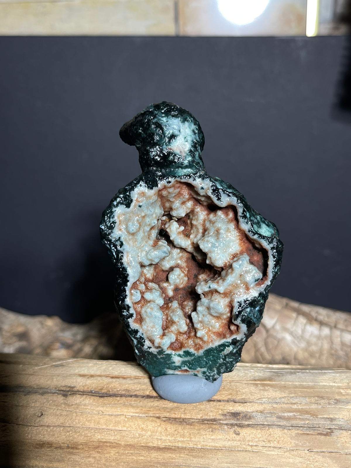 (1010)Natural Alxa Gobi Moss Agate with Open Cavity - Desert Stone