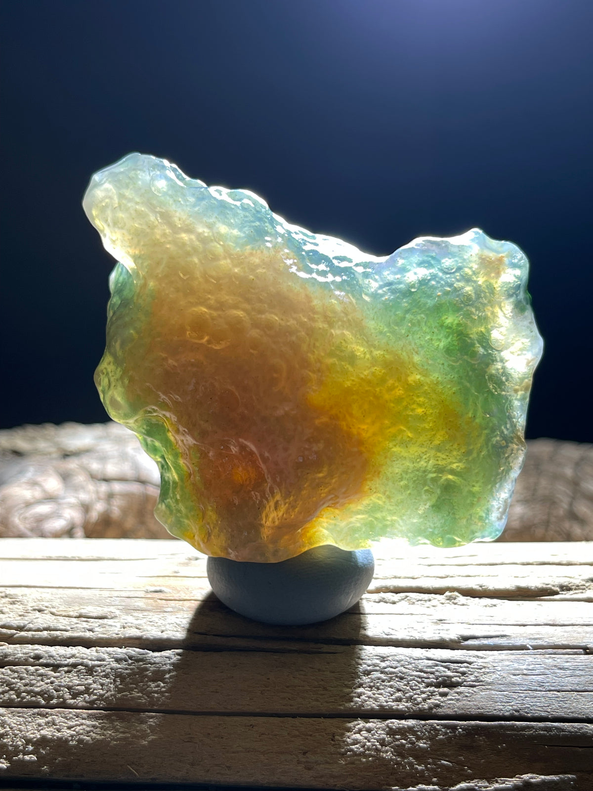 (1112)Natural Alxa Gobi Moss Agate- Translucent green & Golden-Orange Inclusions