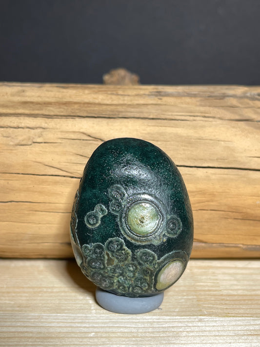 (1051)Natural Alxa Gobi Eye Agate - Dark Green Multi-Eye Collector Stone