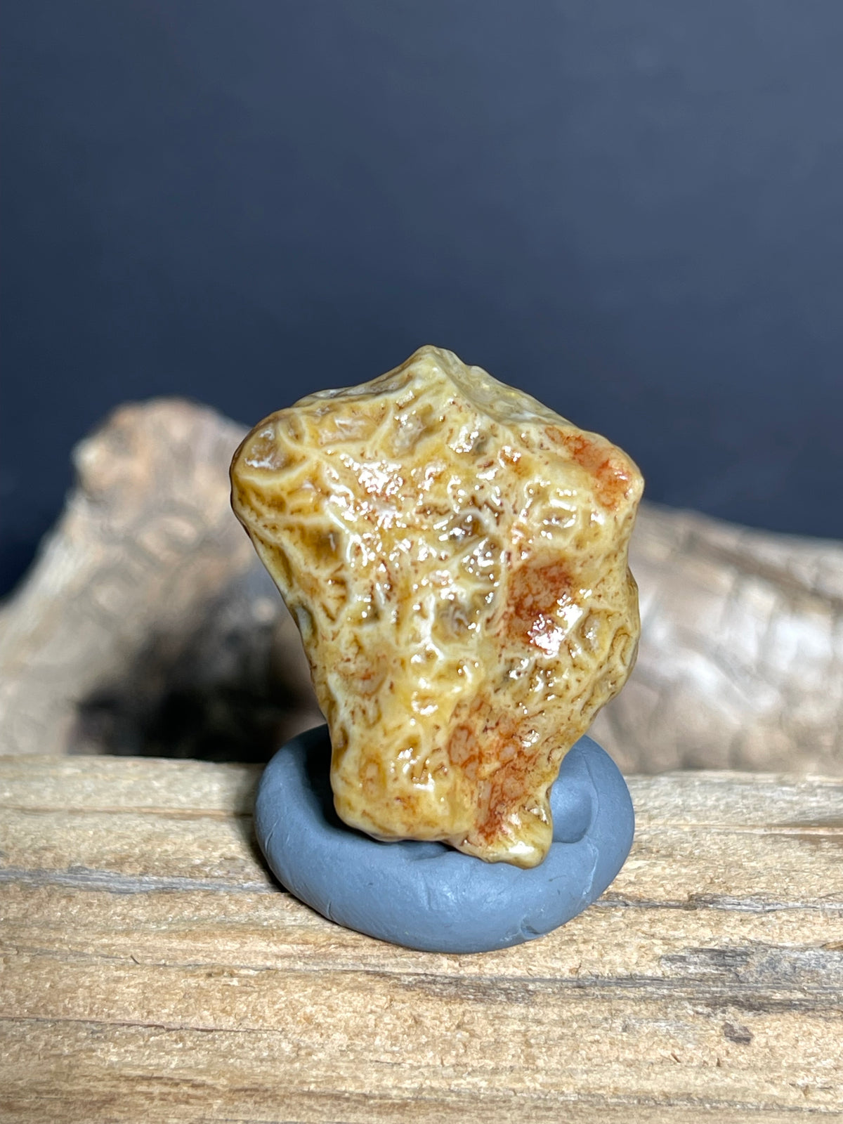 (1082)Natural Alxa Gobi Vein Agate - Golden Yellow Maze pattern
