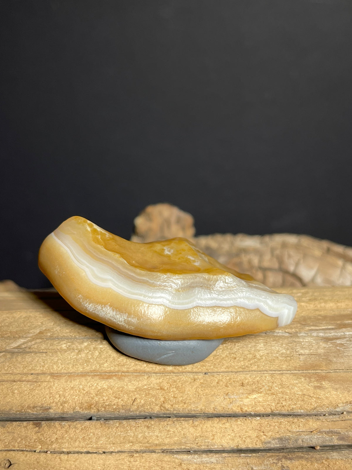 (1123) Natural Alxa Gobi Agate- Golden- Orange Translucency, White Banding & Flowing Internal Textures