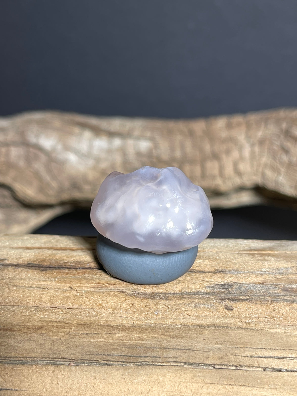 (1067)Natural Alxa Gobi Sugar Heart Agate - Translucent Milky Lavender Stone