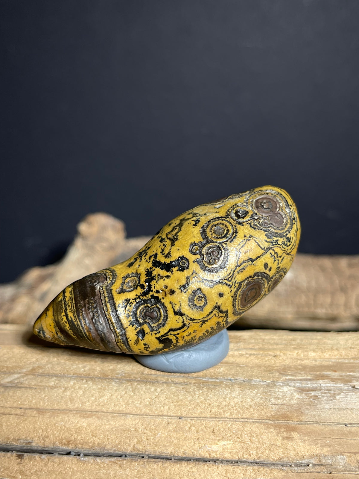 (1133) Natural Alxa Gobi Eye Agate – Golden Orbicular Patterns& Face-Like Mimetolith