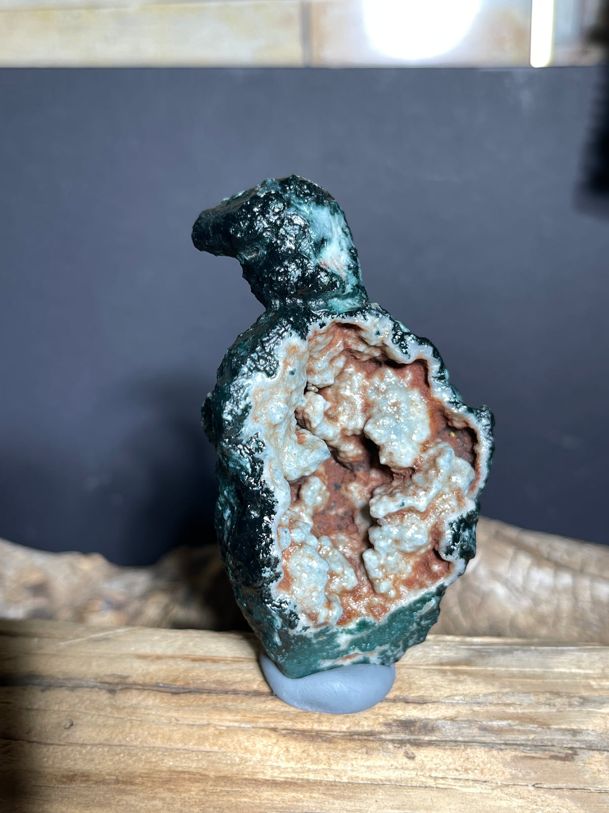 (1010)Natural Alxa Gobi Moss Agate with Open Cavity - Desert Stone