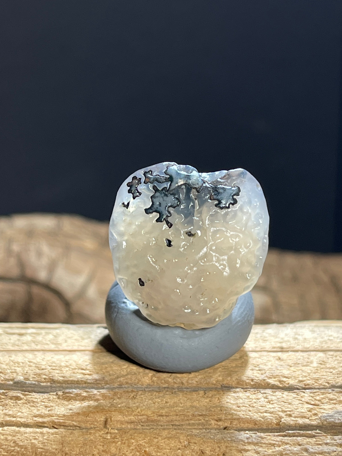 (1108)Natural Alxa Gobi Sugar Heart Agate - Dendritic Moss Pattern