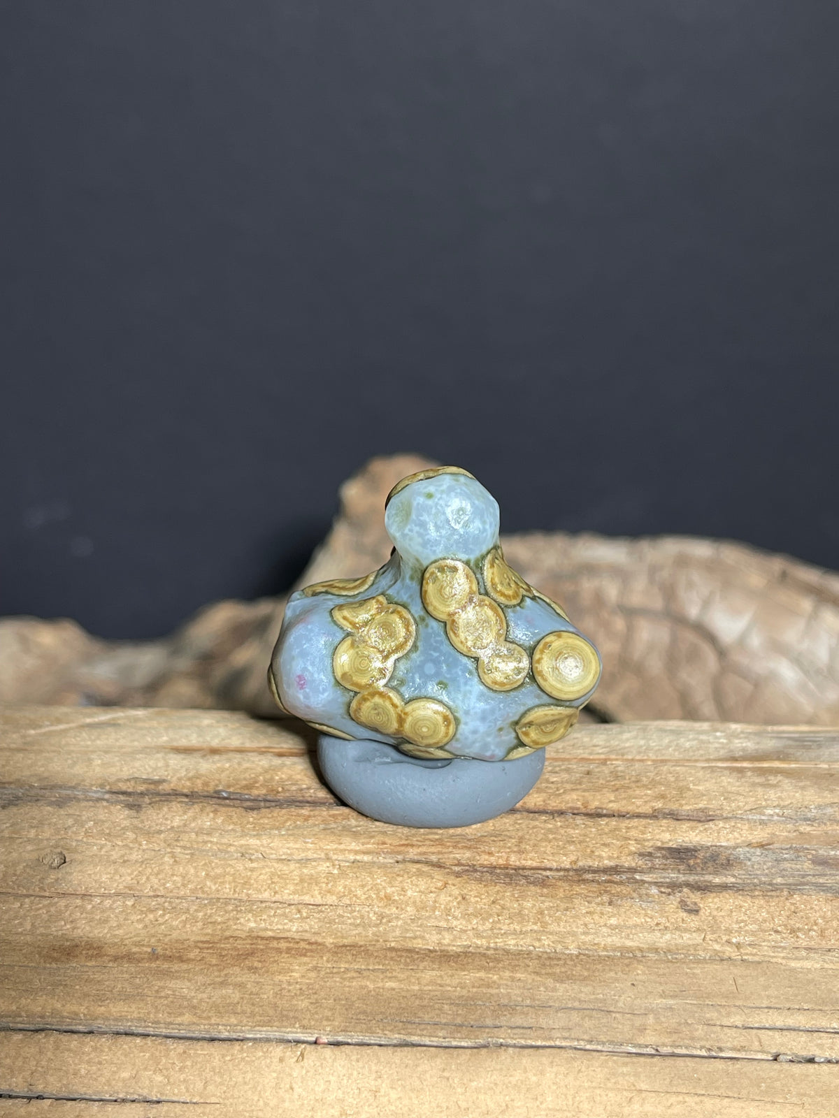 (1018)Natural Alxa Gobi Eye Agate - Blue Gray Stone with Golden Orbicular Eyes