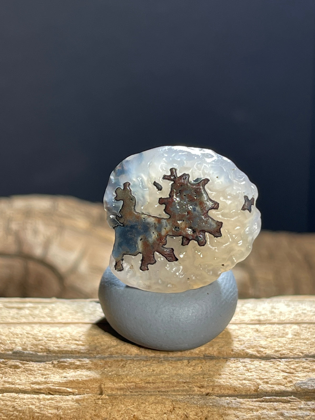 (1108)Natural Alxa Gobi Sugar Heart Agate - Dendritic Moss Pattern