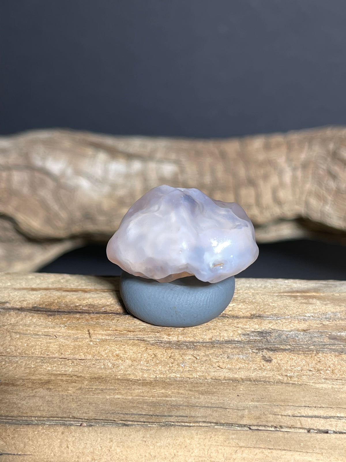 (1067)Natural Alxa Gobi Sugar Heart Agate - Translucent Milky Lavender Stone