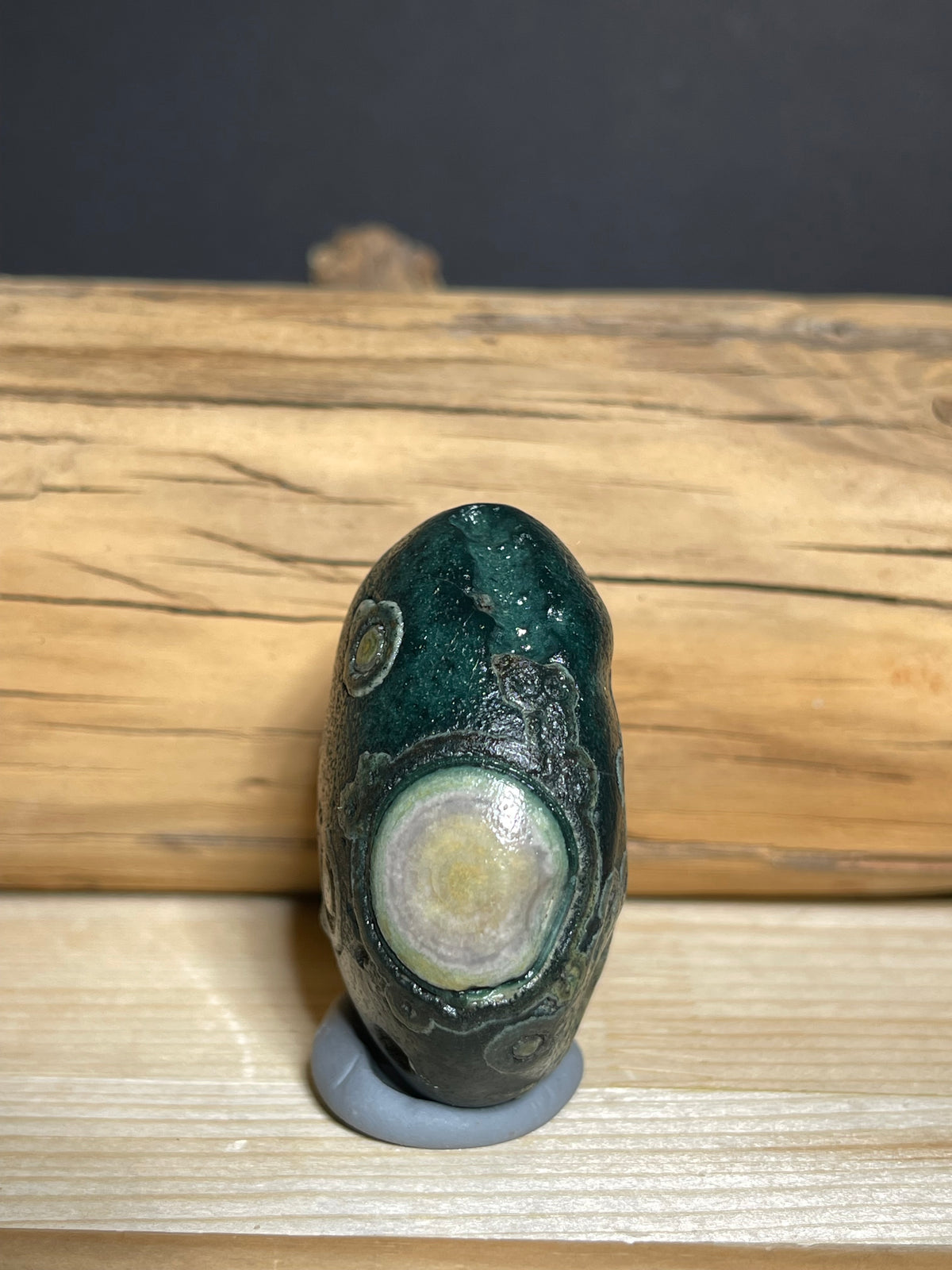 (1051)Natural Alxa Gobi Eye Agate - Dark Green Multi-Eye Collector Stone