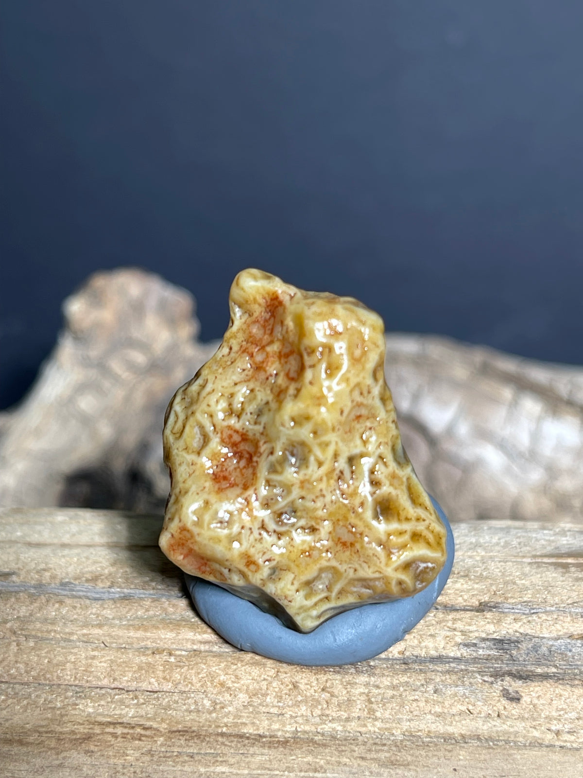 (1082)Natural Alxa Gobi Vein Agate - Golden Yellow Maze pattern