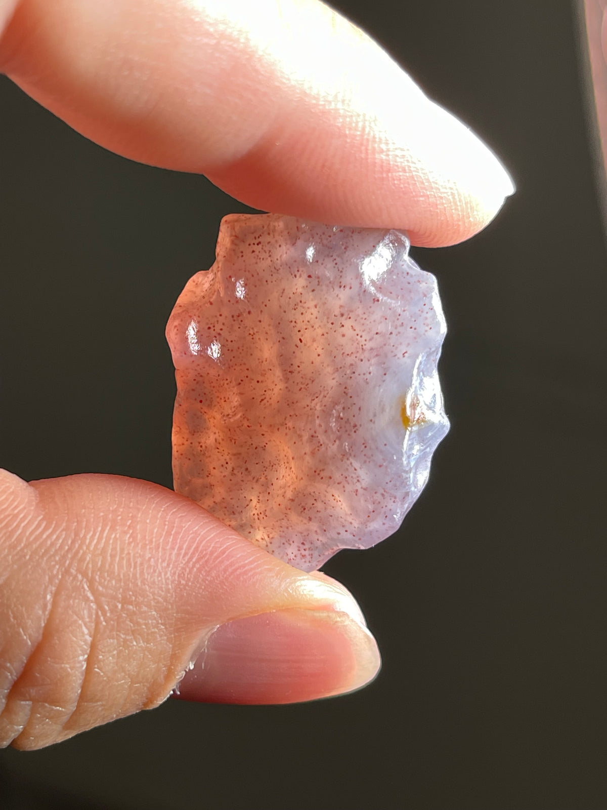 (1111)Natural Alxa Gobi Sugar Heart Agate- Lavender-Pink Translucency & Fine red inclusions