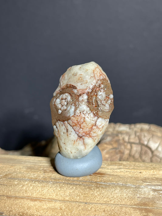 (1122) Natural Alxa Gobi Eye Agate Mimetolith - Two Orbicular Eyes & Face-Like Pattern