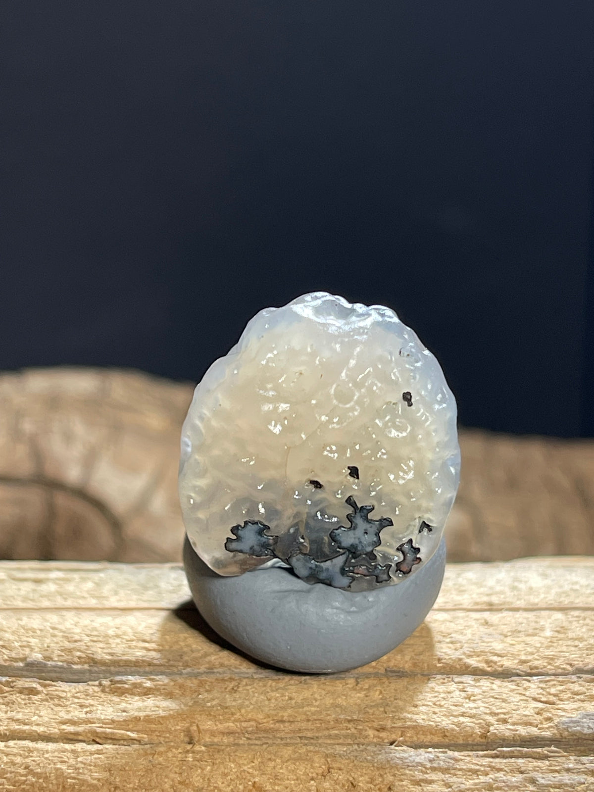 (1108)Natural Alxa Gobi Sugar Heart Agate - Dendritic Moss Pattern