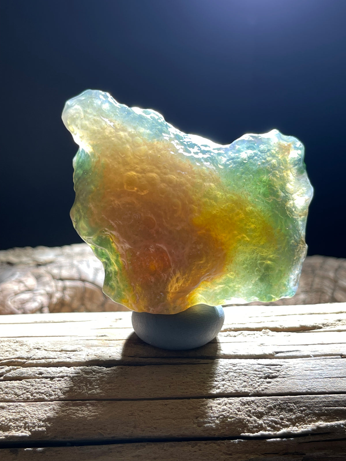 (1112)Natural Alxa Gobi Moss Agate- Translucent green & Golden-Orange Inclusions