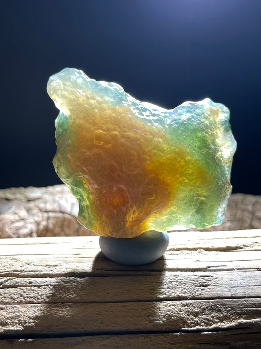 (1112)Natural Alxa Gobi Moss Agate- Translucent green & Golden-Orange Inclusions