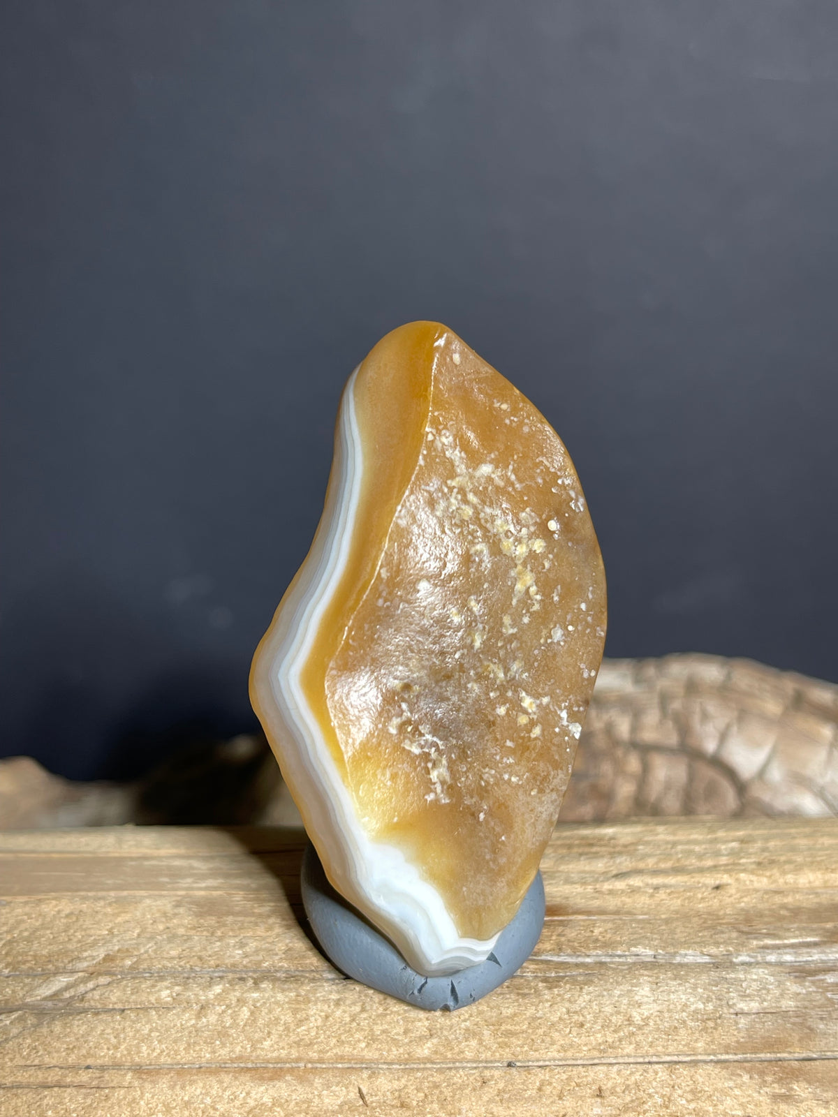 (1123) Natural Alxa Gobi Agate- Golden- Orange Translucency, White Banding & Flowing Internal Textures