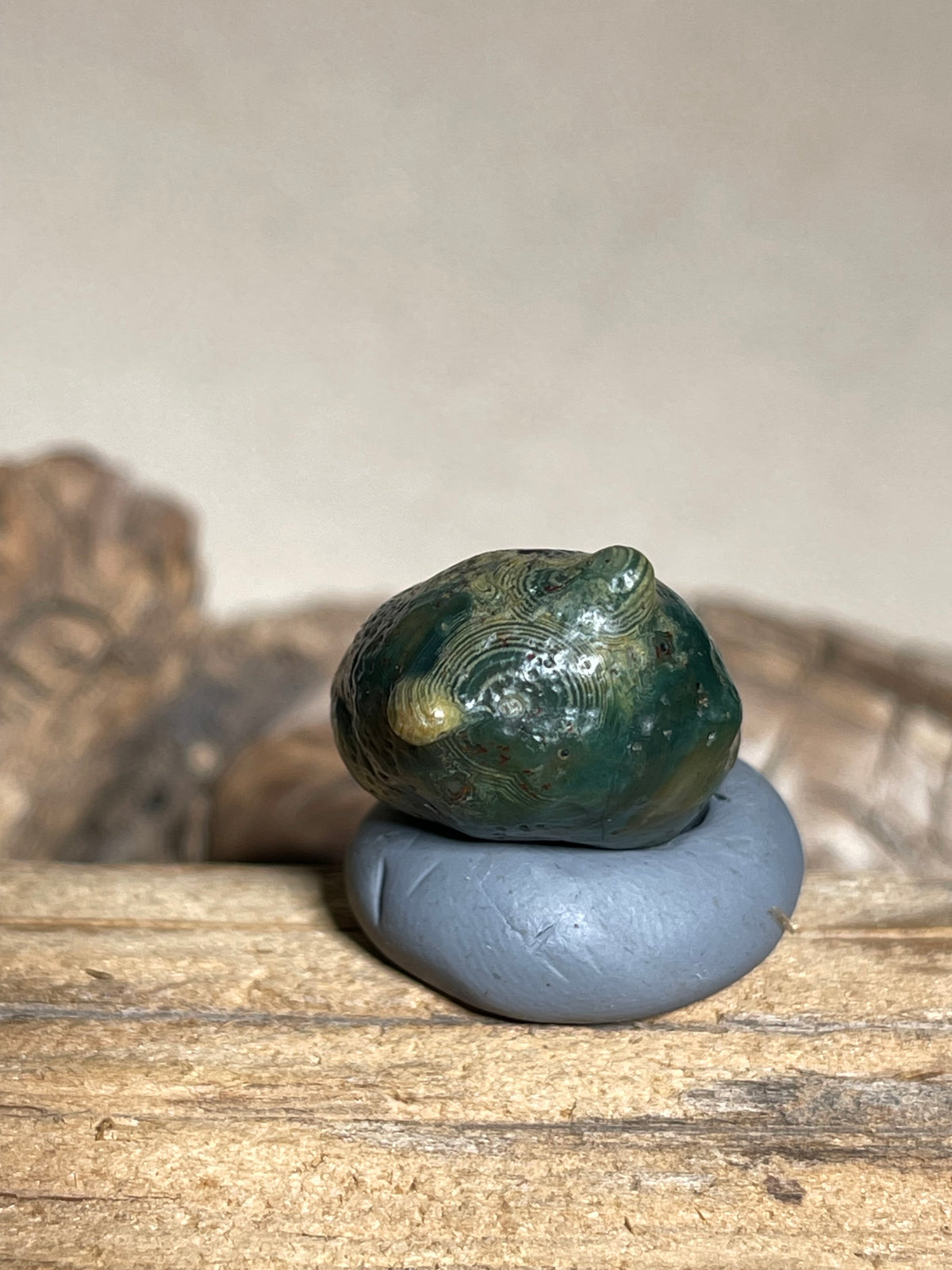 (1116)Natural Alxa Gobi Green Eye Agate - Multiple Concentric Orbicular Patterns