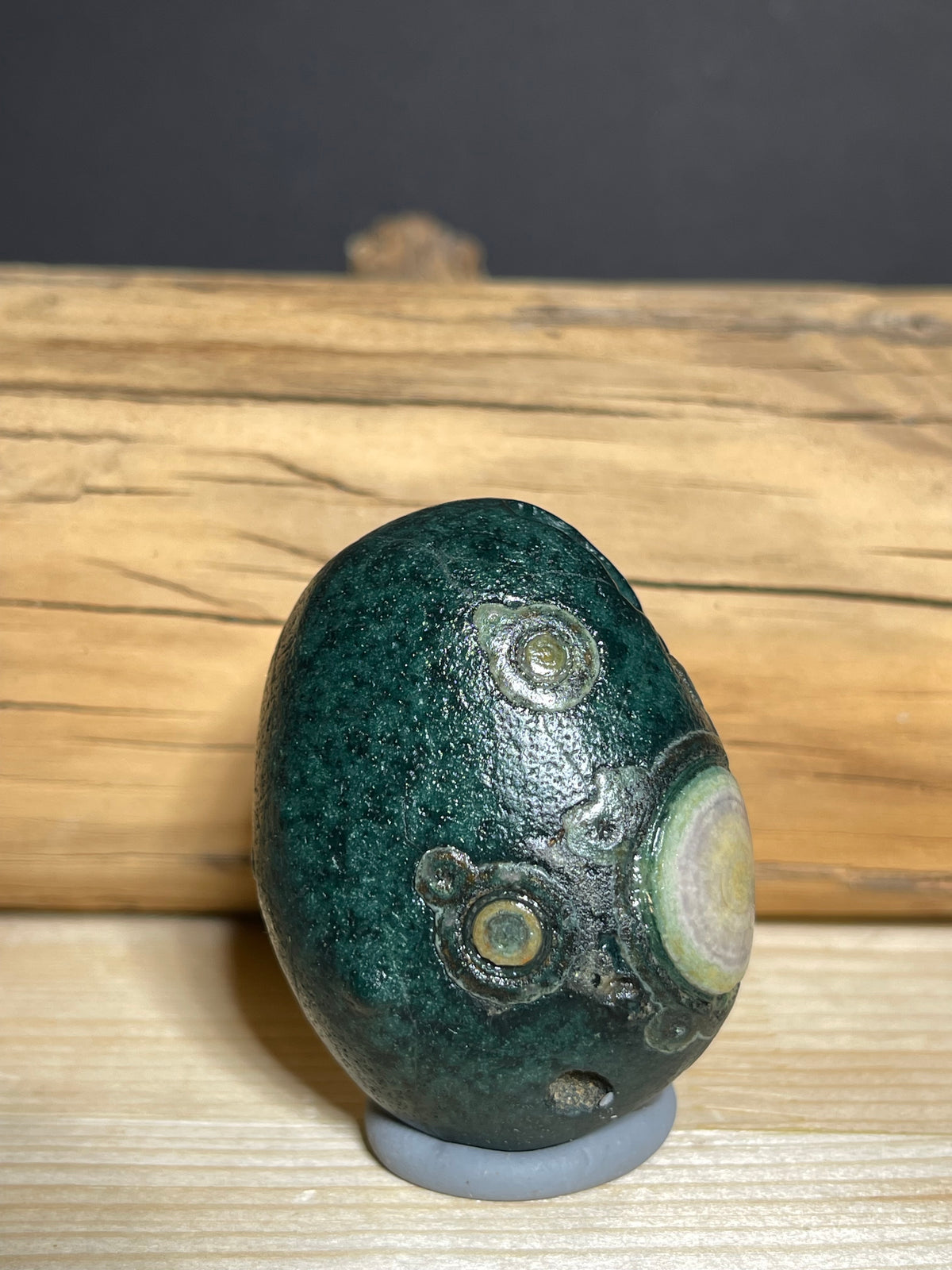 (1051)Natural Alxa Gobi Eye Agate - Dark Green Multi-Eye Collector Stone