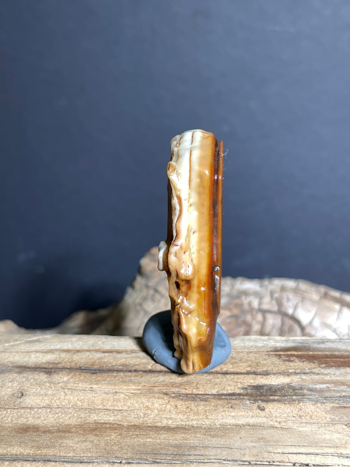 (1003)Natural Alxa Gobi Agate with Contrasting Two-Sided Surface - Desert Varnish Stone