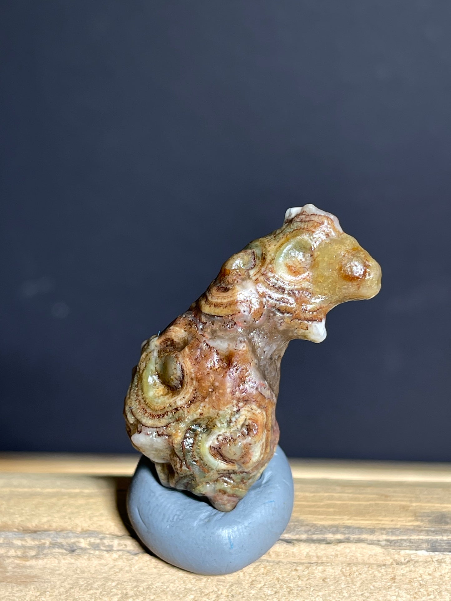(1139)Alxa Gobi Eye Agate- Natural Squirrel- Shaped Collector Stone