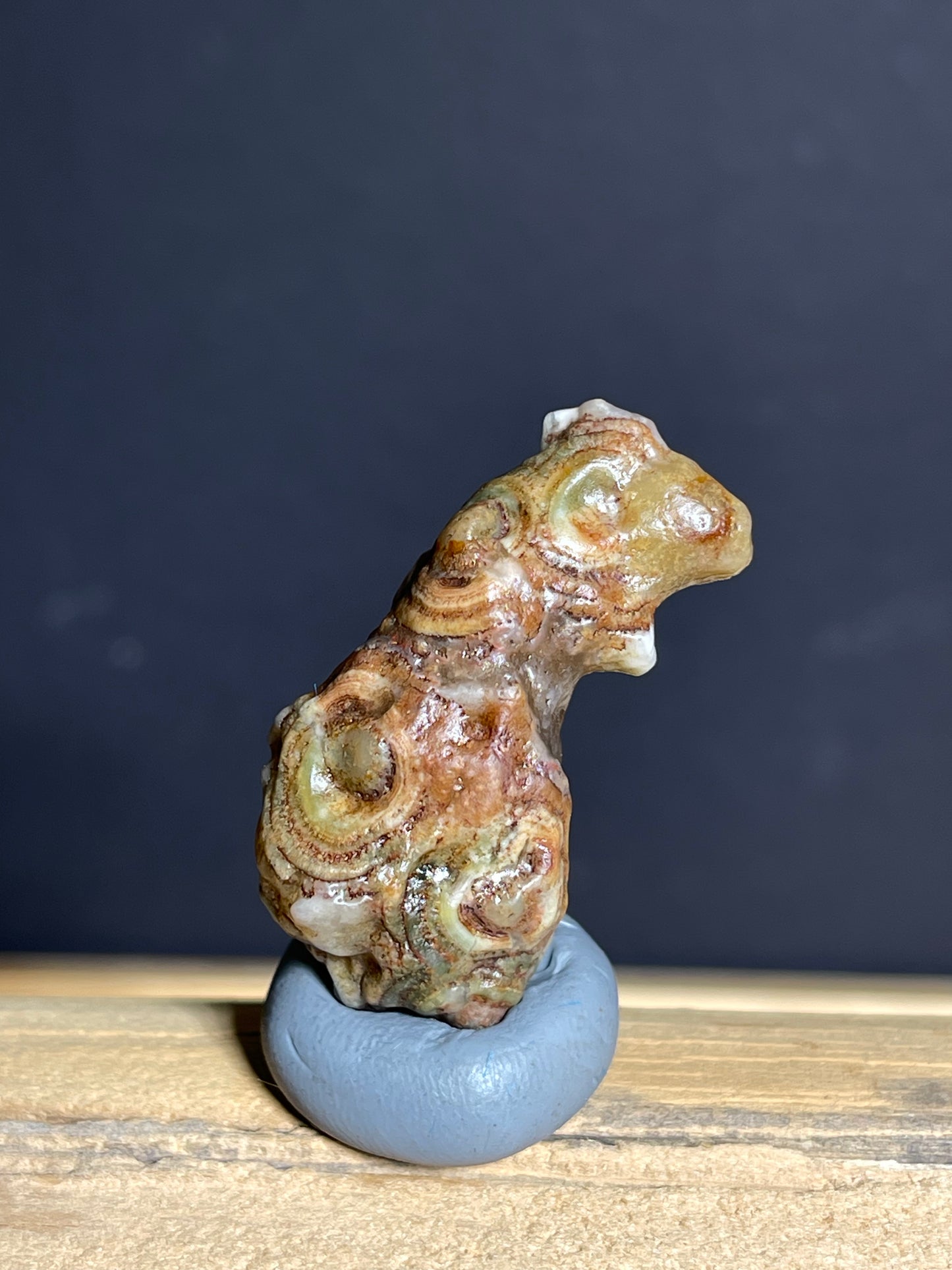 (1139)Alxa Gobi Eye Agate- Natural Squirrel- Shaped Collector Stone