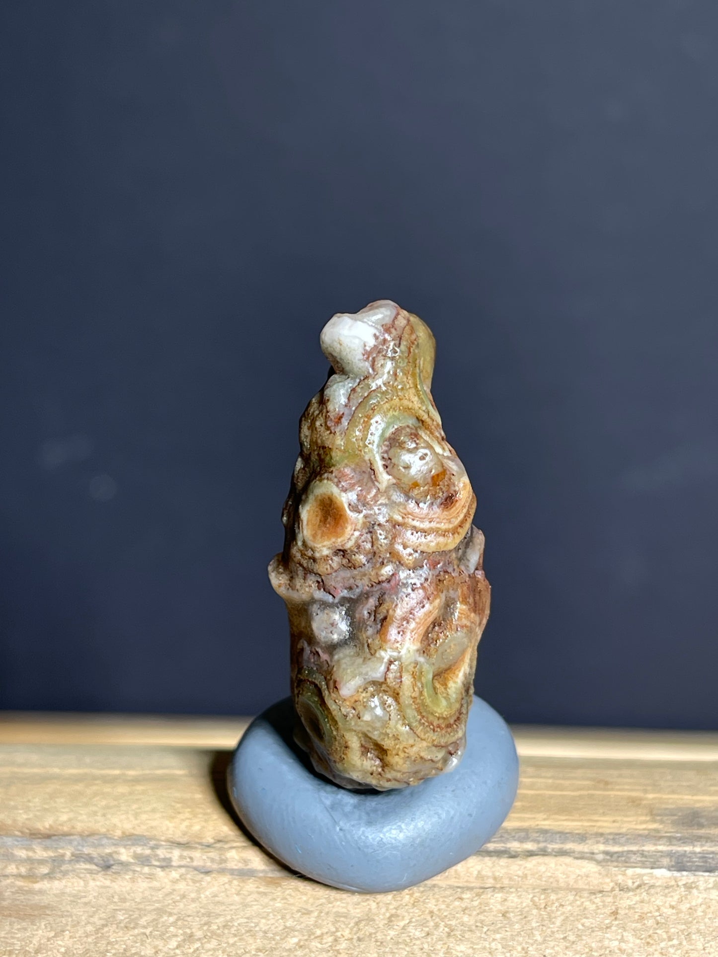 (1139)Alxa Gobi Eye Agate- Natural Squirrel- Shaped Collector Stone