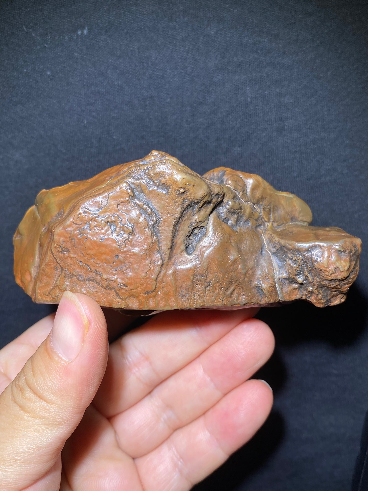 (1049)Alxa Desert Gobi varnish Agate, rough nature handhold stone,Natural Color Raw Stone from Inner Mongolia.Collectible Polished by Nature.