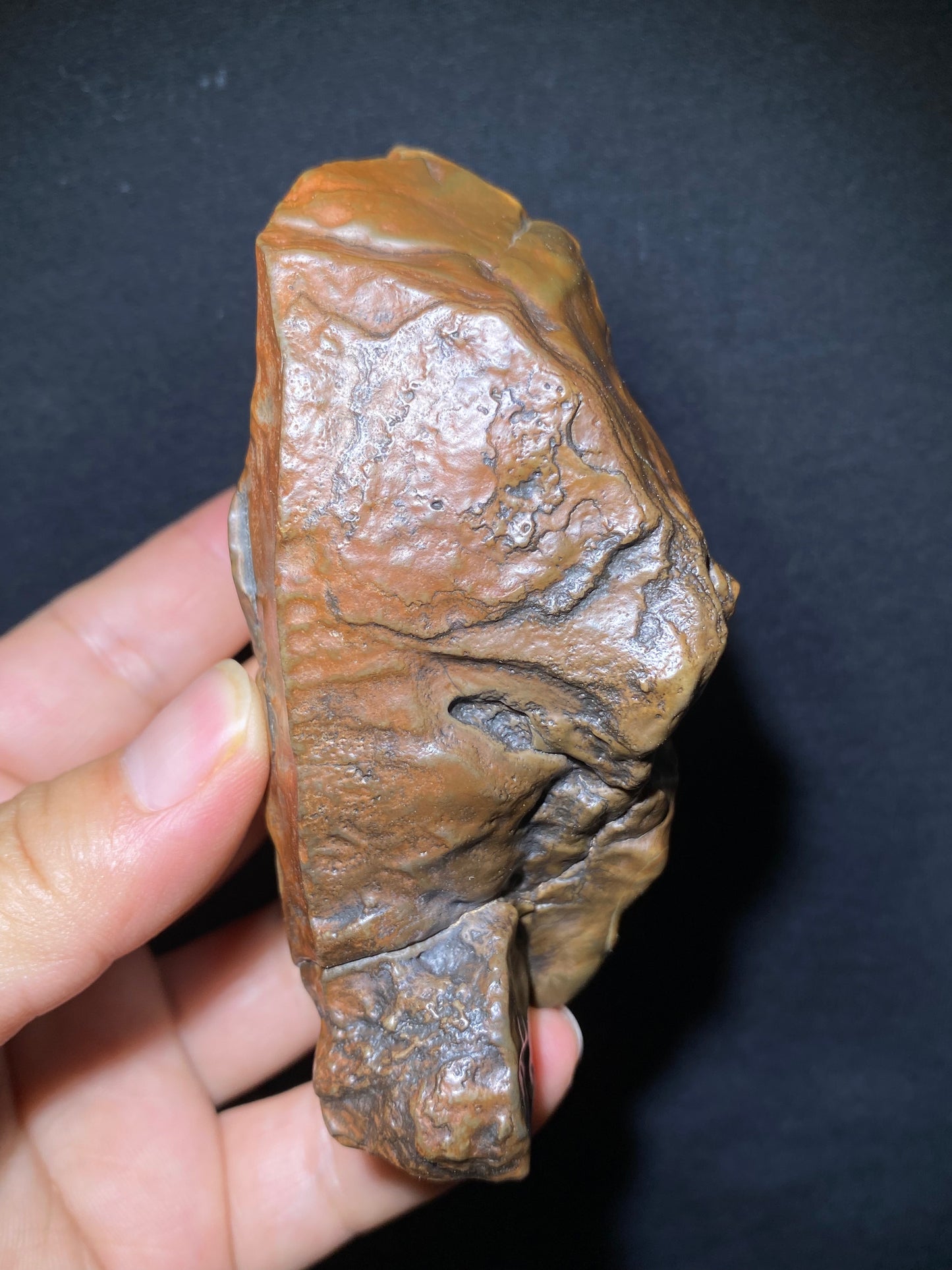 (1049)Alxa Desert Gobi varnish Agate, rough nature handhold stone,Natural Color Raw Stone from Inner Mongolia.Collectible Polished by Nature.